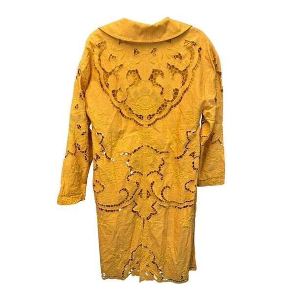 NWOT $228 Free People Susanna Embroidered Duster Yellow Linen Boho Western sz S - Picture 11 of 15